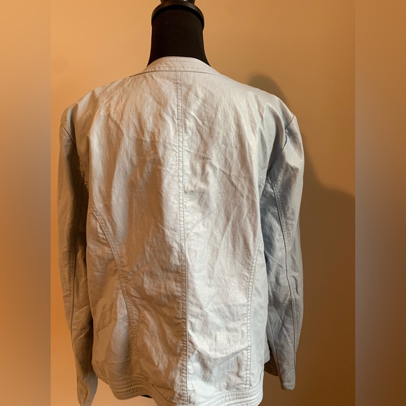 Chicos pale blue asymmetrical leather jacket - Picture 8 of 11